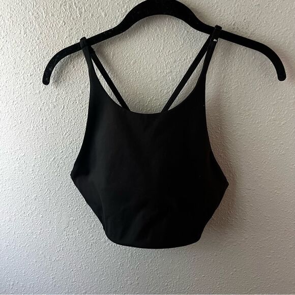 Girlfriend Collective Topanga High Neck Cross Back Crop Tank Black - Picture 3 of 5